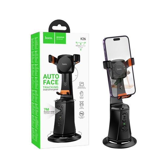 Suporte para telefone Gimble Hoco K26 Smart Rastreamento Anti-Vibração Preto